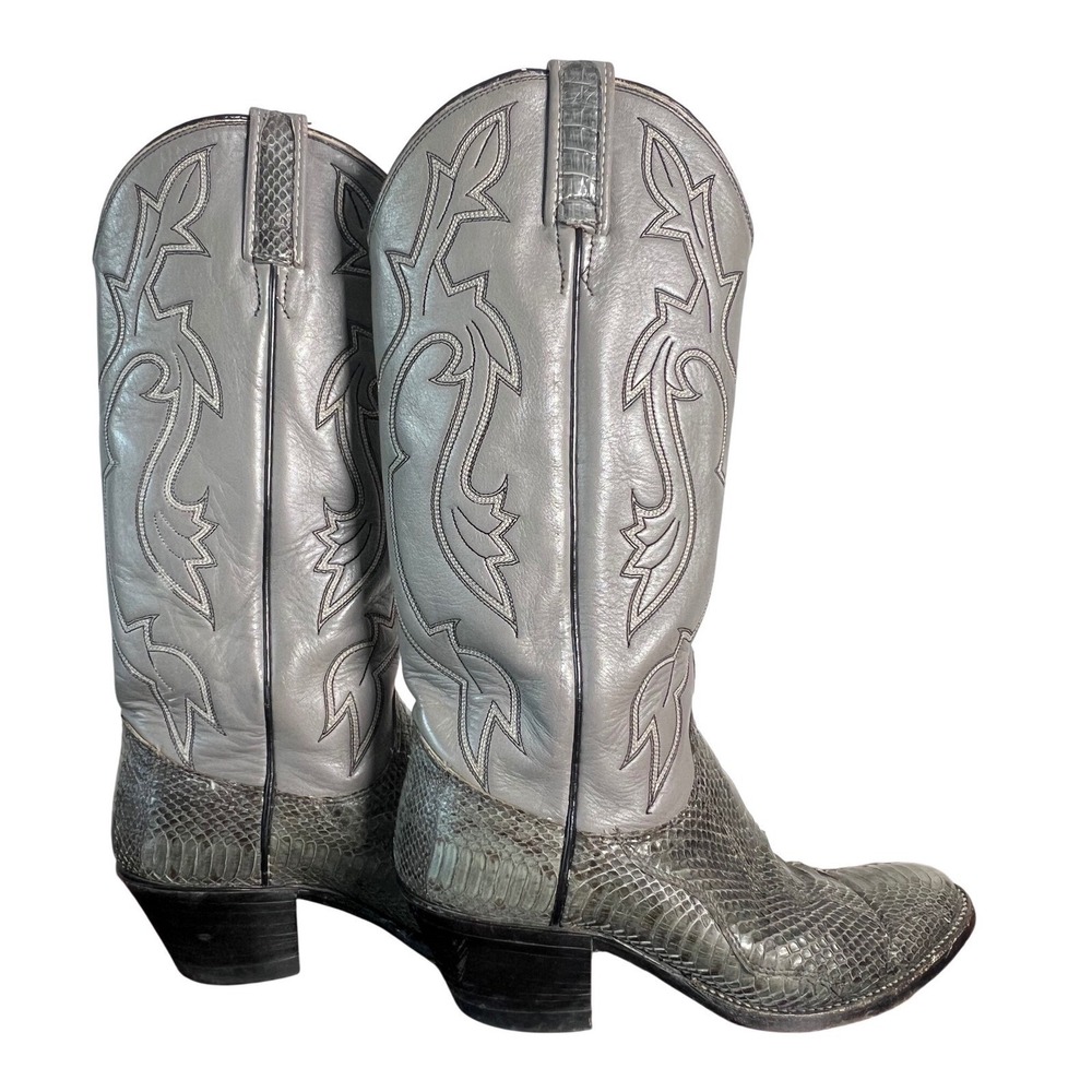 Dan Post Womens Gray Snakeskin Python Western Cow… - image 2